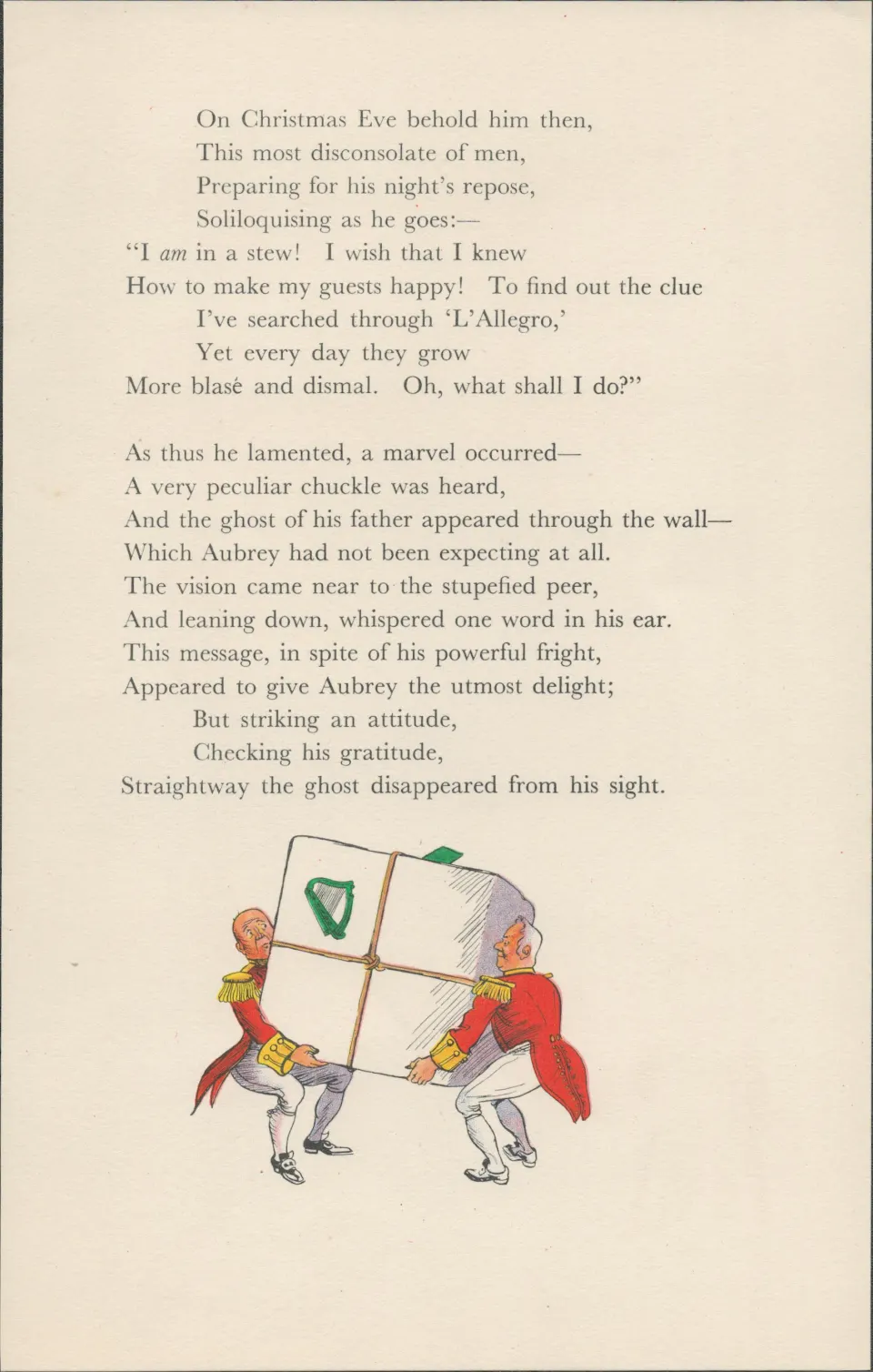 Double Sided Guinness Print 1934 "Christmas Eve Harp"A Genuine Double Sided Lithographed Colour
