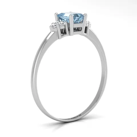 9ct White Gold Fancy Cluster Diamond Blue Topaz Ring (BT0.61) 0.06 Carats