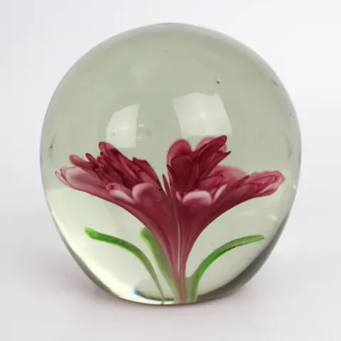 Vintage Glass Flower Paperweight