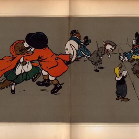 Cecil Aldin Merry Party Rare Antique Large Book Plate  “The Dancing Begins”