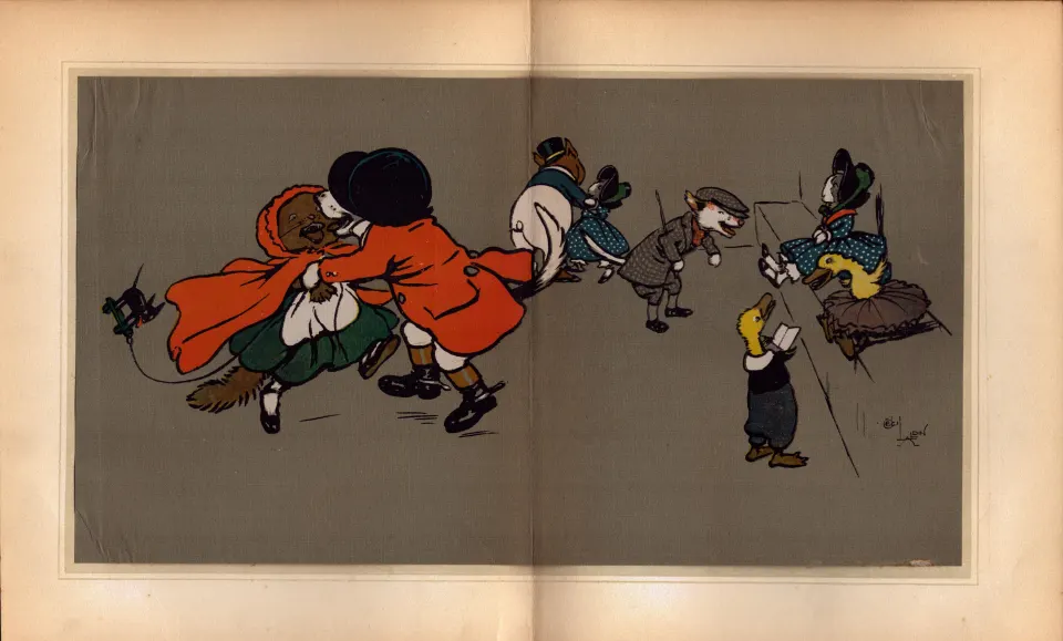 Cecil Aldin Merry Party Rare Antique Large Book Plate  “The Dancing Begins”
