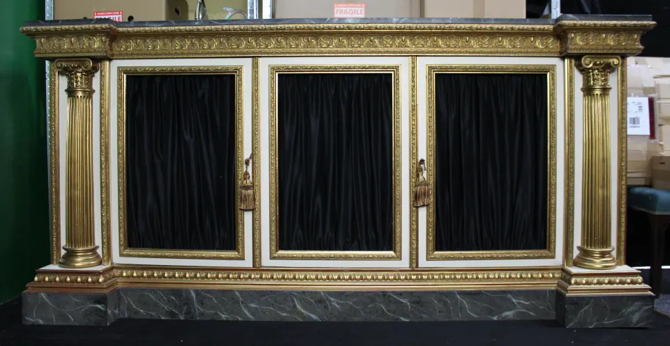 Impressive Neoclassical-Style Painted and Gilt Credenza