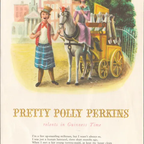 Double Sided Guinness Illustration Page 1953 "Pretty Polly Perkins"A Genuine Double Sided