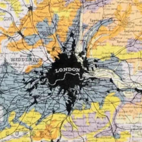 Victorian Antique 1897 Large  Map London Environs Populations