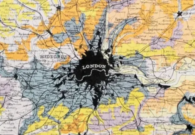 Victorian Antique 1897 Large  Map London Environs Populations