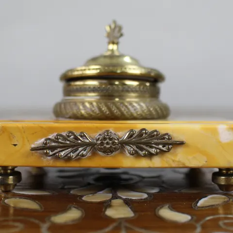Siena Marble and Ormolu Inkwell, c.1900