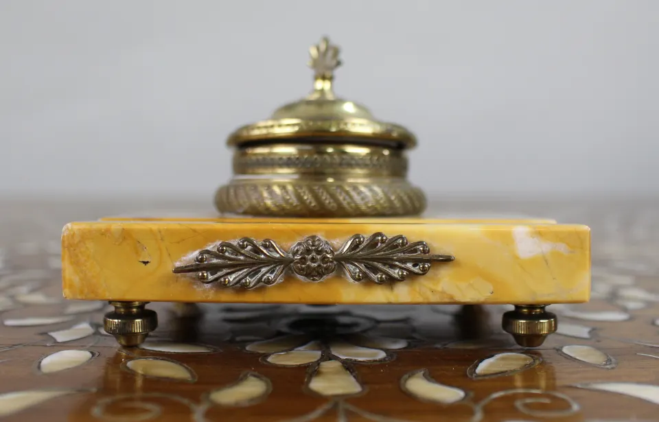 Siena Marble and Ormolu Inkwell, c.1900