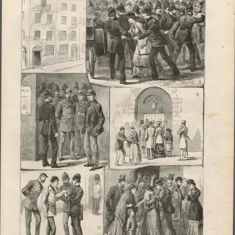 Phoenix Park Murders Trial of the Invincibles Wood Engraved Print 1883.