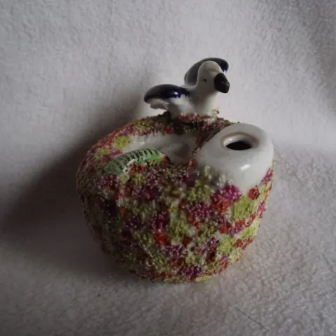 19th Century Staffordshire Pottery "Bird on Nest" Quill Holder