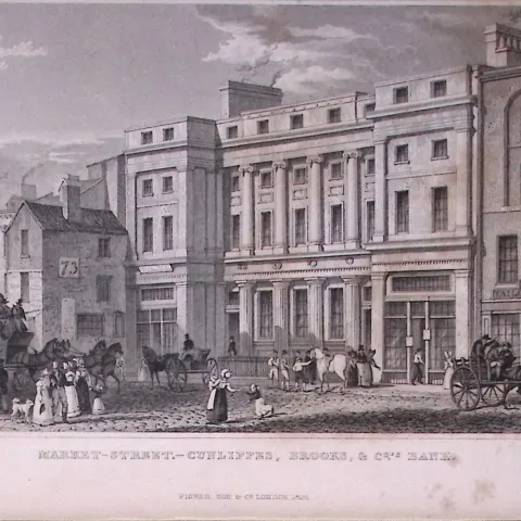 Market Street Manchester Antique 195 Years-Old Steel-Engraving-30