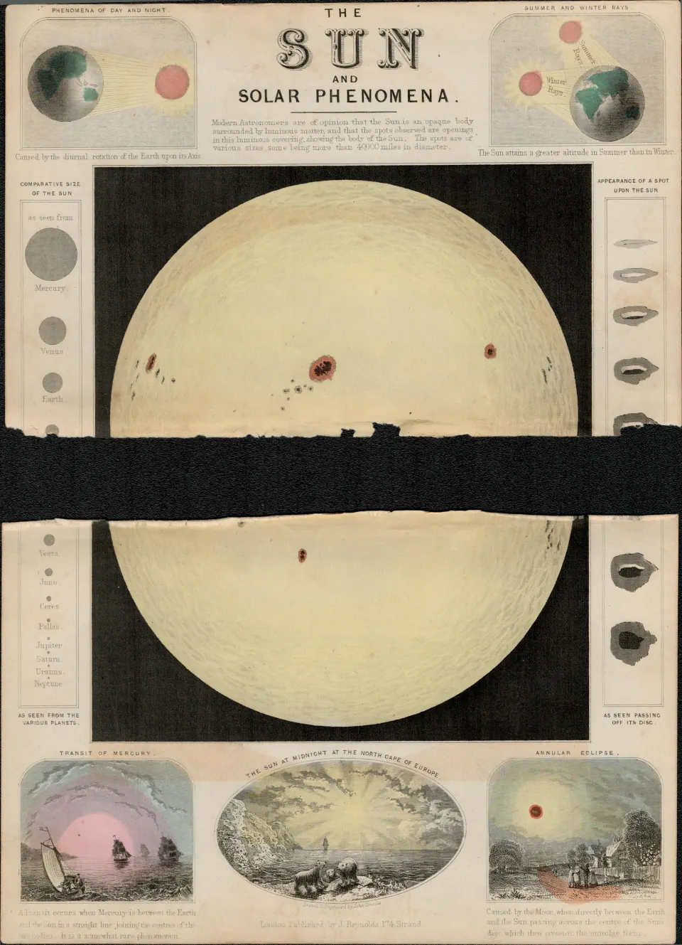 Rare James Reynolds Victorian Astronomy Sun Solar Phenomena.