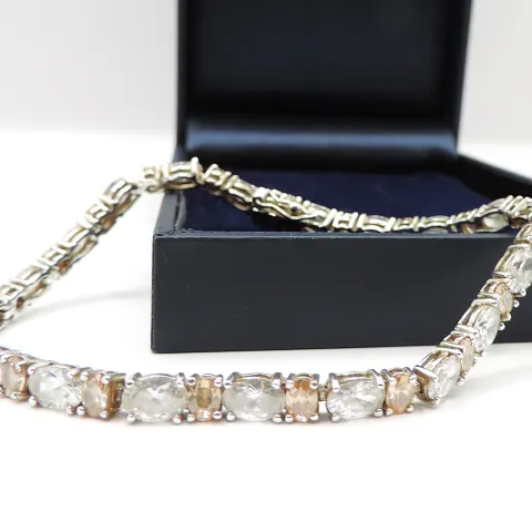 Sterling Silver CZ Gemstone Tennis Bracelet With Gift Box