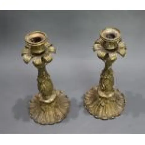 Pair of Heavy Brass Vintage Candlesticks