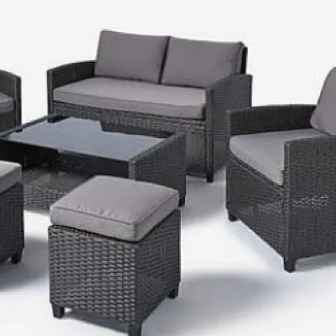 (8/P) RRP £699 When Complete. Almalfi Lounge Coffee Set Grey. Powder-Coated Steel Frame. Dimensions