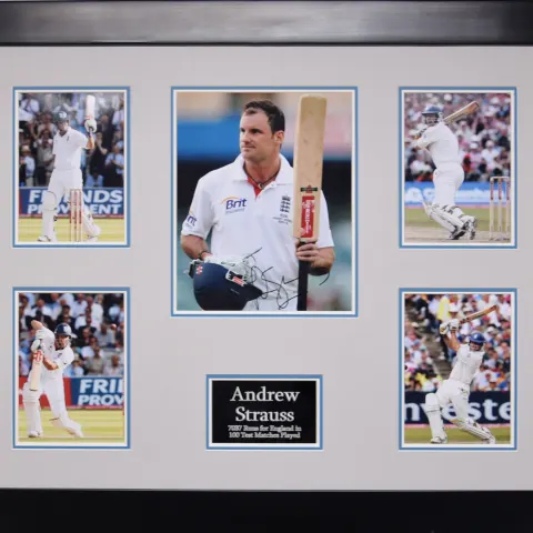 ANDREW STRAUSS framed original signature presentation