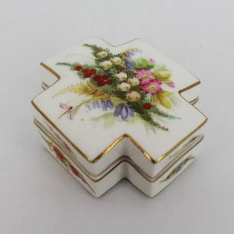 Coalport Hand Painted Cruciform Trinket Box