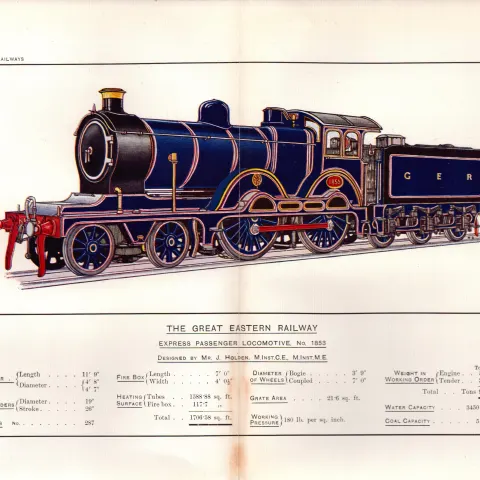The Great Eastern Railway Coloured Detailed Antique Book Plate.