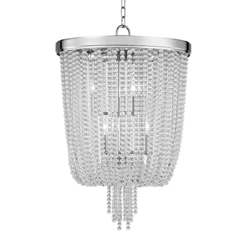 Heavy Polished Nickel & Crystal Designer Chandelier