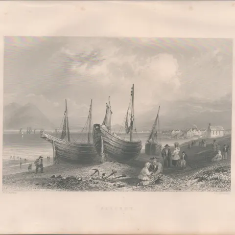 Allonby Cumbria Antique 1842 Steel Engraving.