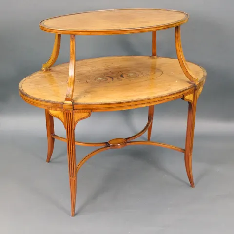 Elegant Inlaid Satinwood Étagère Two Tier Table c.1890