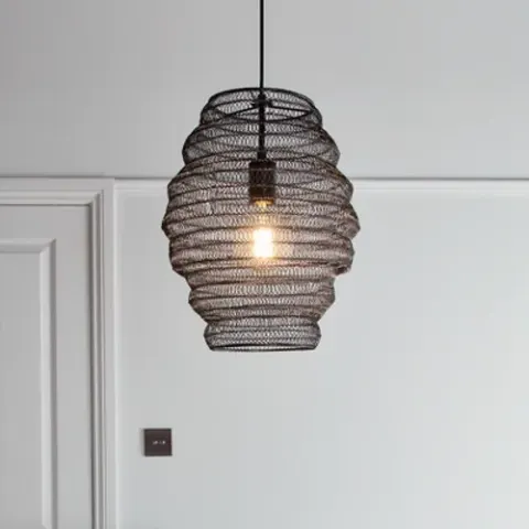 Goodhome Pepalu Matt Black Pendant Ceiling Light, (Dia.) 300mm