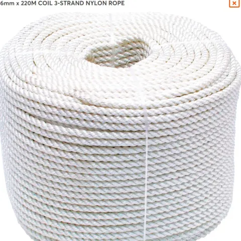 6mm x 220M COIL 3-STRAND NYLON ROPE RRP £68.39