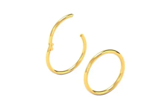 10 x Gold 2PCS-20G(0.8mm) 7mm Hinged Snug Fit Nose Rings L14a sku-3800