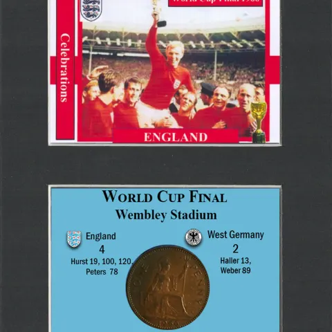 England Celebrates 1966 World Cup Winners Coin & Card Mounted Display.