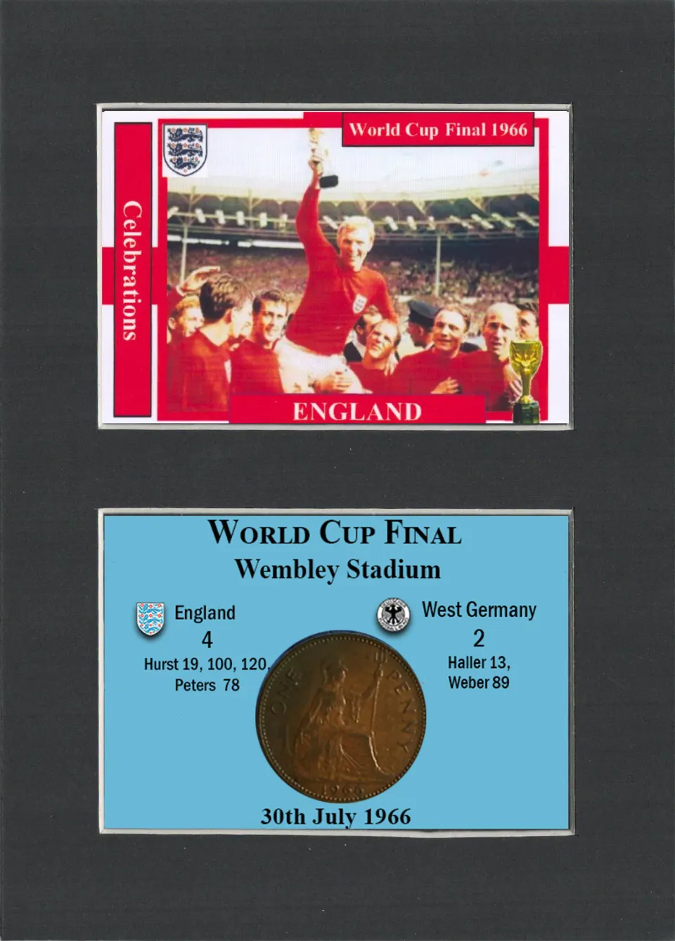 England Celebrates 1966 World Cup Winners Coin & Card Mounted Display.