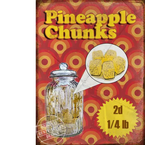 Traditional Sweet Shop Favourites "Pineapple Chunks" Metal Wall Art