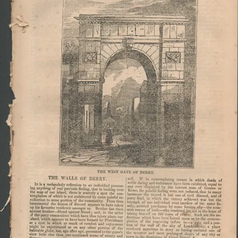 Antique Irish Newspaper August 10th 1833 The West Gate  and Walls of Derry
