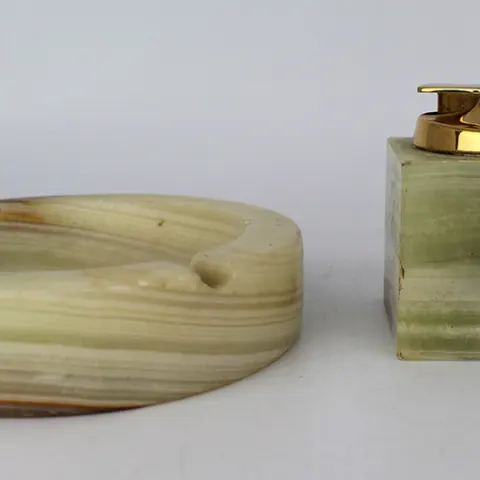 Vintage Onyx Ash Tray & Table Lighter