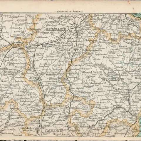 Kildare Laois Bray Arklow Wicklow Carlow Antique Map 13.