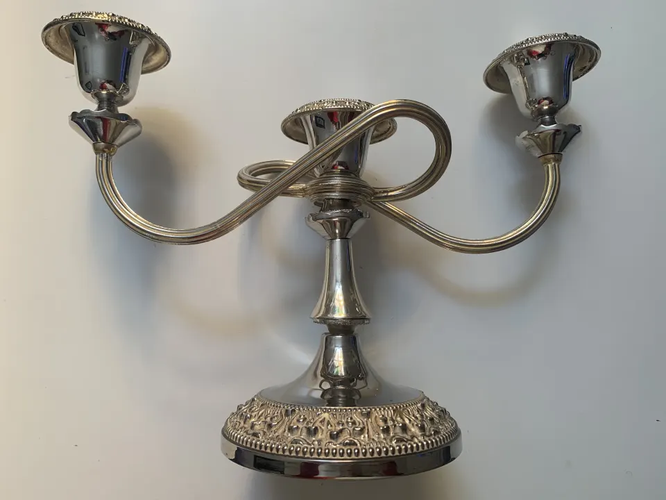 Antique English Ian Heath (Ianthe) Silver Plated Triple Candelabra