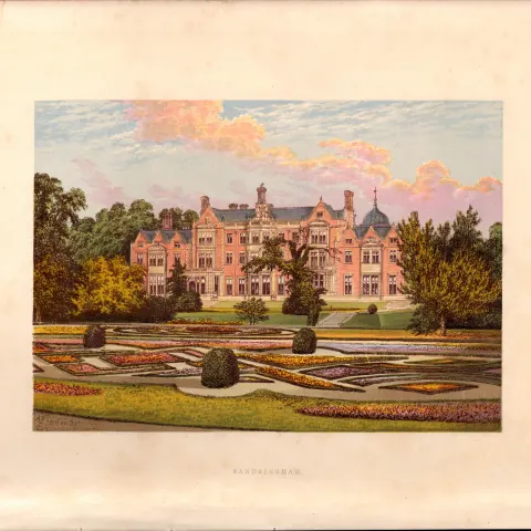 Sandringham Norfolk Gilt-Edge Coloured Antique Book Plate.