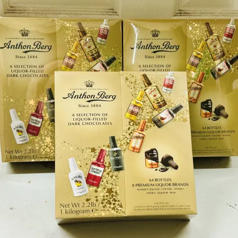 3 x Anthon Berg Chocolate Liqueurs 64 Bottles 1000g New Sealed BBE Feb 2025