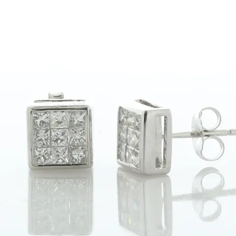 10ct Gold Ladies Illusion Diamond Earring 1.00 Carats