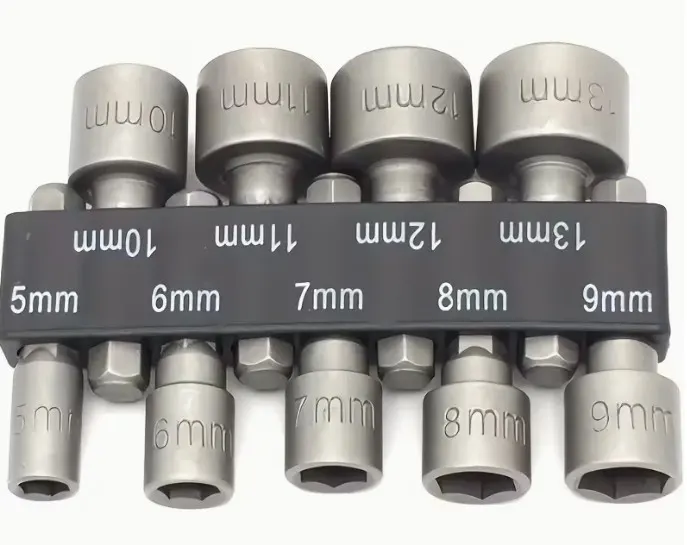 9 Pcs high-strength socket bits with hex shanks for impact drivers L4a sku-3956