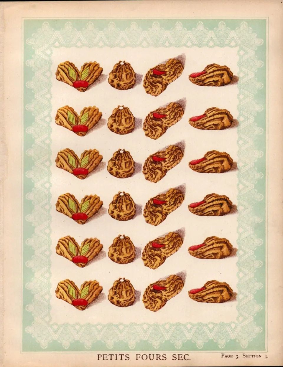 Petits Fours Cakes 2 T. Percy Lewis & A.G Bromley Antique Chromolithograph Print