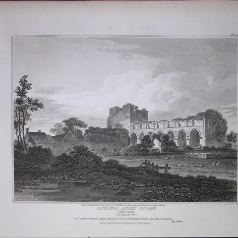 Buildwas Abbey Shropshire 190 Years-Old Rare John Britton Antique Steel Engraving-77
