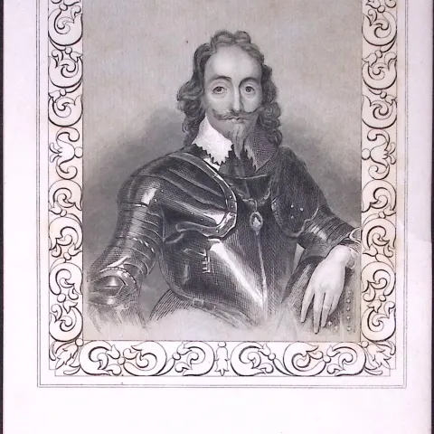 King Charles I Portrait Antique 180 Years-Old Copper Plate Print-108