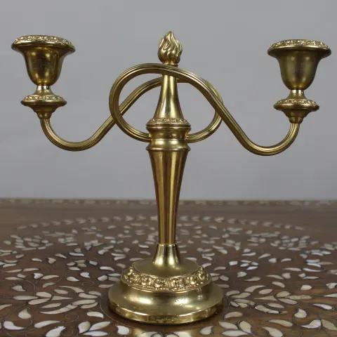 Vintage Gold-Plated Twin-Branch Candelabra