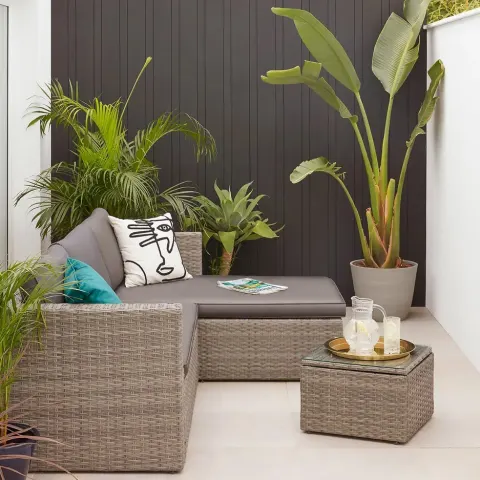 (6/Mez) RRP £345. Alexandria Grey Rattan Garden Corner Sofa Set. Stylish Wicker And Comfortable Gre