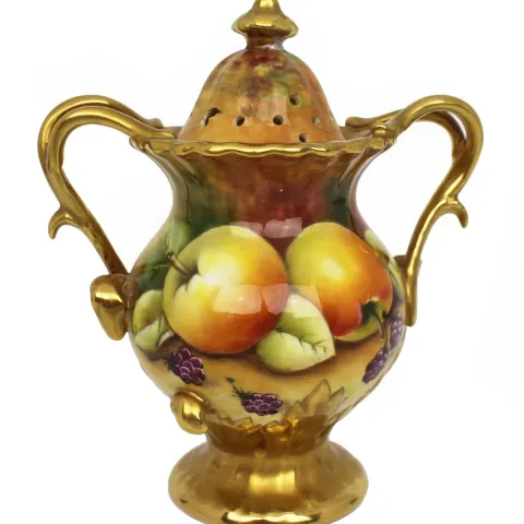 Coalport Hand Painted Fruit Pot Pourri by Michael Bates