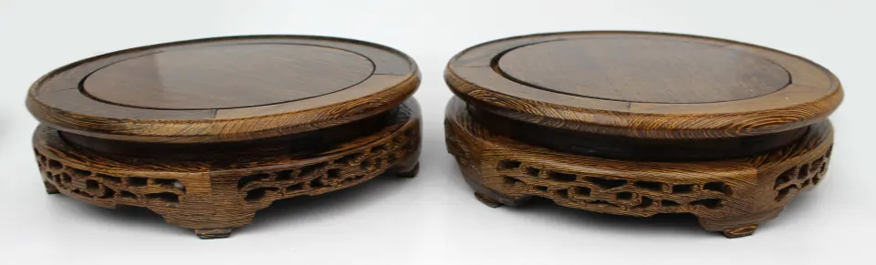Pair of Mid-20th Century Chinese Carved Rosewood Vase Stands