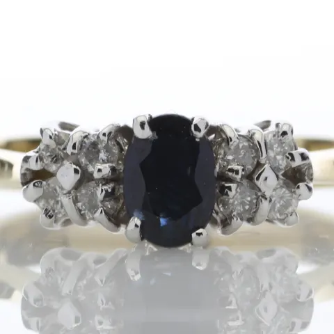18ct Cluster Claw Set Diamond Sapphire Ring 0.50