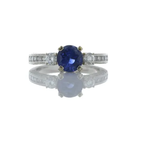 18ct White Gold Diamond And Sapphire Ring (S1.96) 0.45