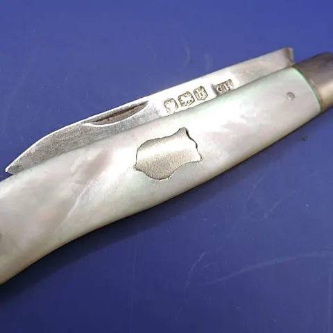 George V Silver and Mother of Pearl Fruit Knife 1919