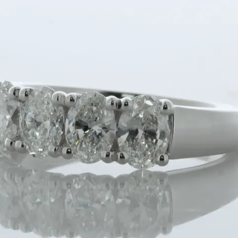 18ct White Gold Five Stone Oval Cut Diamond Ring 2.10 Carats