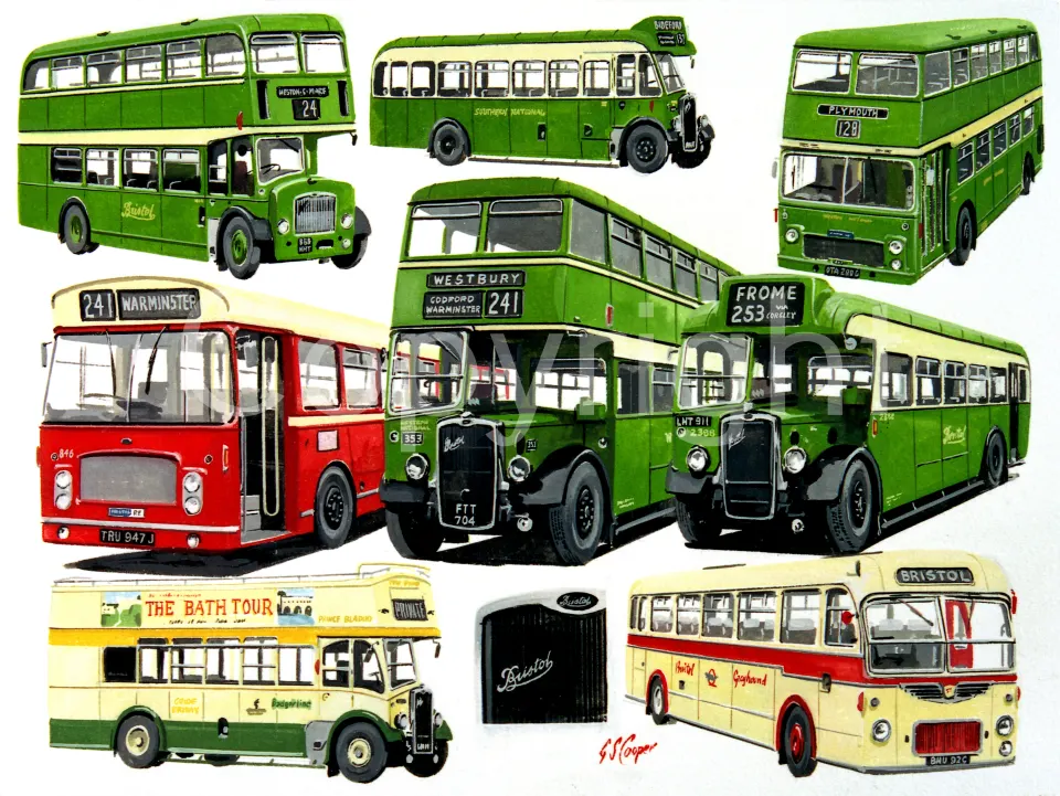 The Bristol Bus Line-Up Montage Large Metal Wall Art.